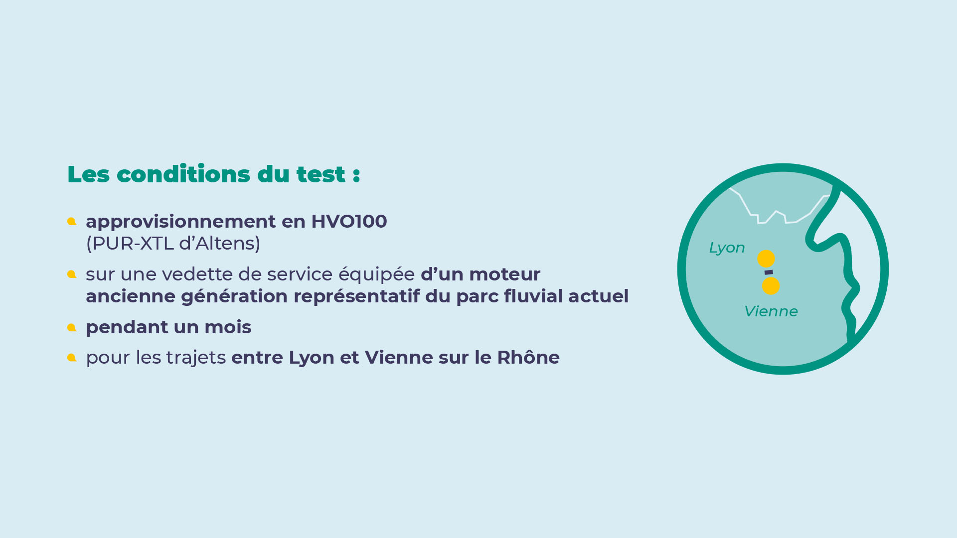 conditions du test réalisé par VNF voies navigables de France sur le HVO100 distribué par Altens